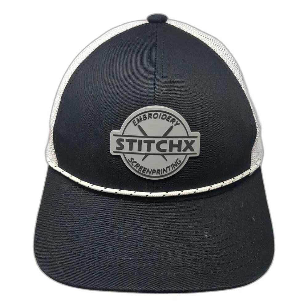 Pacific Headwear Trucker Hat Black One Size Mesh Rope Snapback Stitchx Patch
